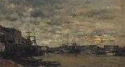 Charles-Francois Daubigny De haven van Bordeaux. France oil painting artist